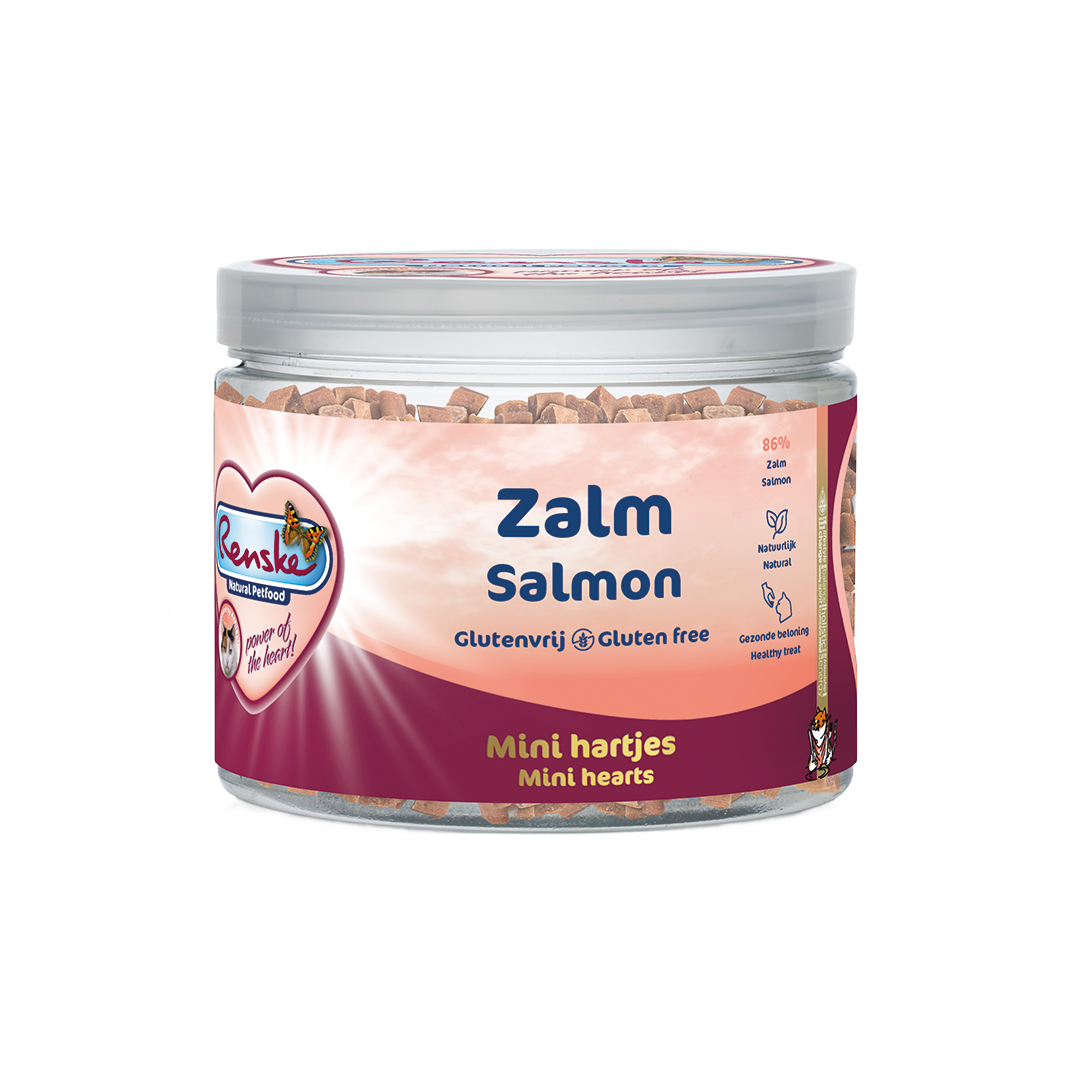 Mini hartjes kat - Zalm 100 gram