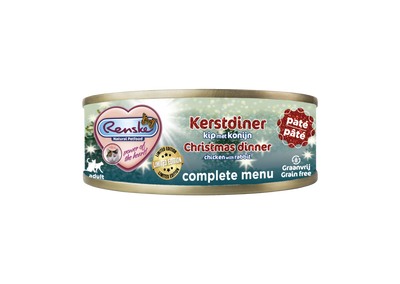 Renske vers Kat Kerstdiner - Kip met konijn paté - 70 gram (24 stuks)