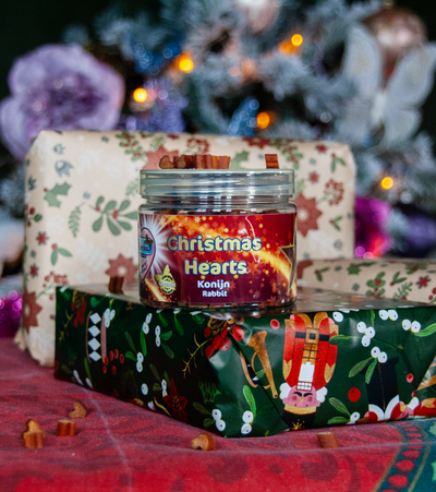 Renske Gezonde Beloningen kat  - Kerst Mini Hartjes - Konijn 100 gram