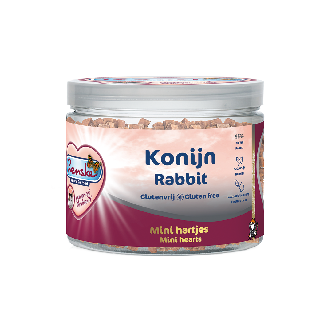 Mini hartjes kat - Konijn 100 gram