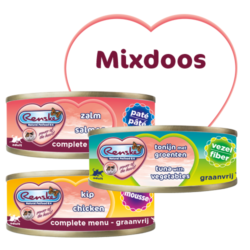 Mixdoos natvoer 70 gram (24 stuks) - Zelf samenstellen